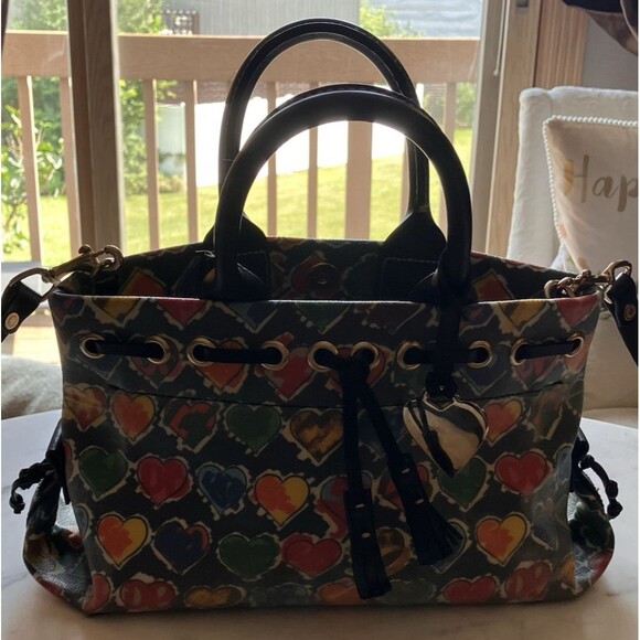 Dooney & Bourke Handbags - DOONEY & BOURKE Vintage Y2K Multicolored Logo Tassel Tote Handbag Purse Logo